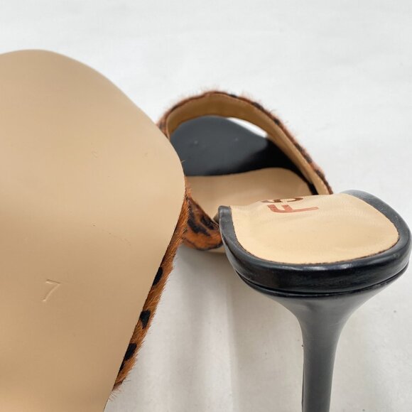 FSJ Black/Brown Leopard Casual Peep Toe Mule Sandals Stiletto High Heels Shoe - Picture 5 of 7